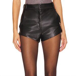Amanda Uprichard X Revolve Kelso Faux Leather Shorts in Black Vegan Mini Booty